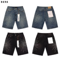 Purple Brand Rhinestone Relaxed-Fit Denim Shorts Unisex